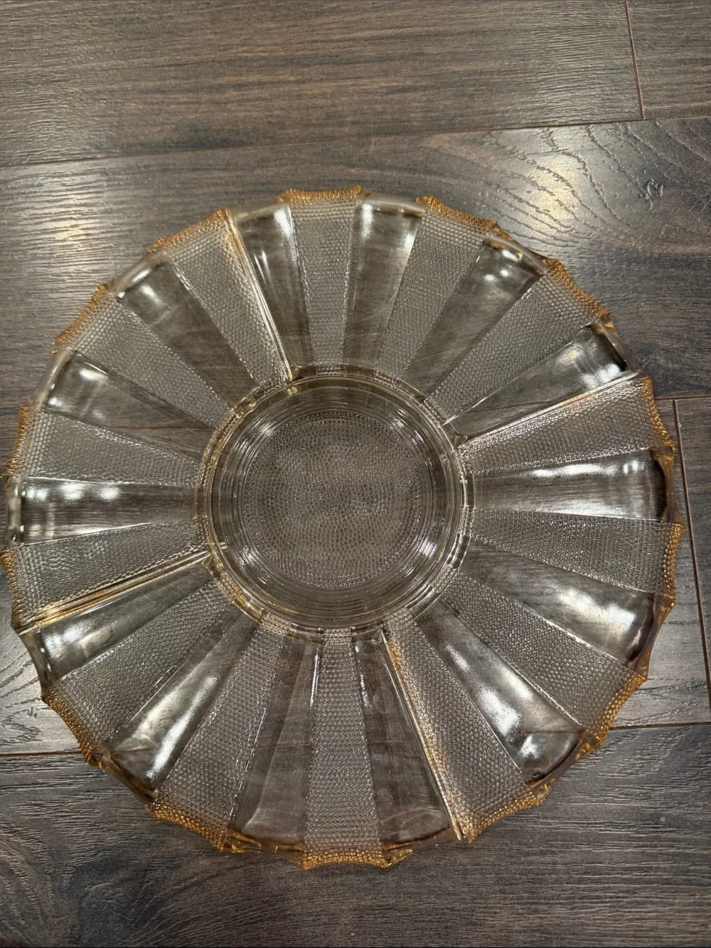Clear Glass Serving Platter with Gold Rim 8:5